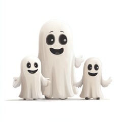 Fototapeta premium Cartoon ghost family isolate white background