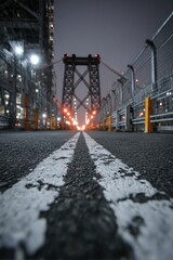 Urban bridge at night, low angle view