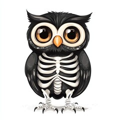 Obraz premium Cute owl in skeleton costume isolate white background