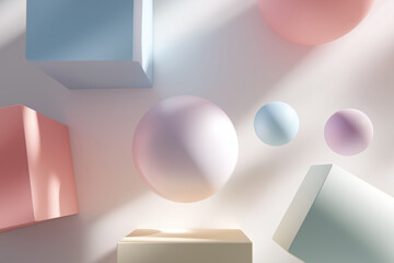 Minimal Geometric Abstract Background with Soft Pastel Shapes