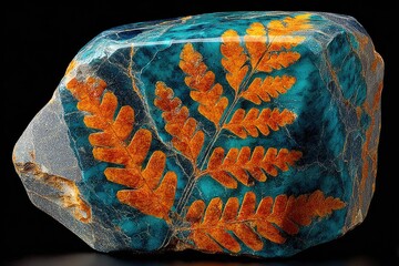Intricate fern fossil embedded in stone