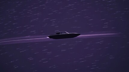 Futuristic Flying Car Against a Starry Purple Sky with Speed Lines Creating Movement