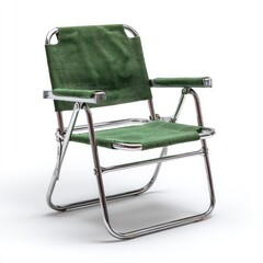 Folding camp chair, olive green fabric