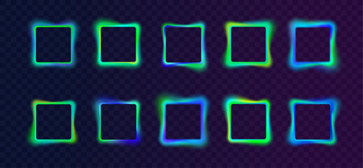 Curve flows across abstract background with neon gradient colours round shapes circular icons bright glow energy spiral swirl dynamic motion futuristic digital design banner template illustration. © Little Monster 2070