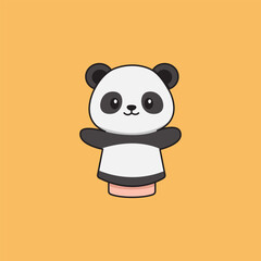 Cute Panda Puppet Cartoon Vector Illustration	