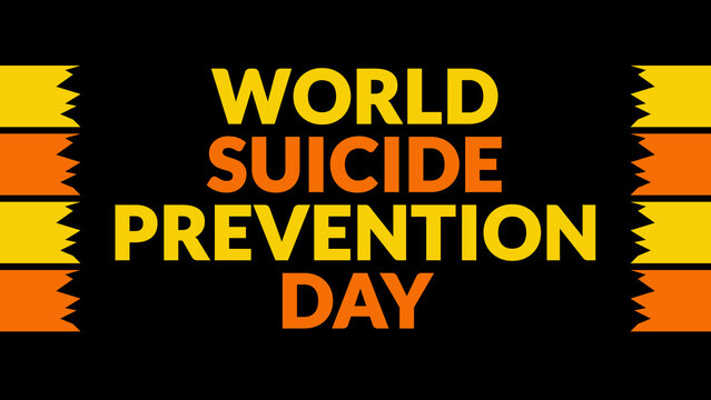 World Suicide Prevention Day text with side lines on a black background. Which is observed every year in September to celebrate and wish World Suicide Prevention Day. - Powered by Adobe