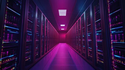 Glowing AI-Powered Supercomputer Processing Quantum