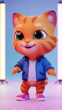 Cute Cartoon Cat Character Animation HD