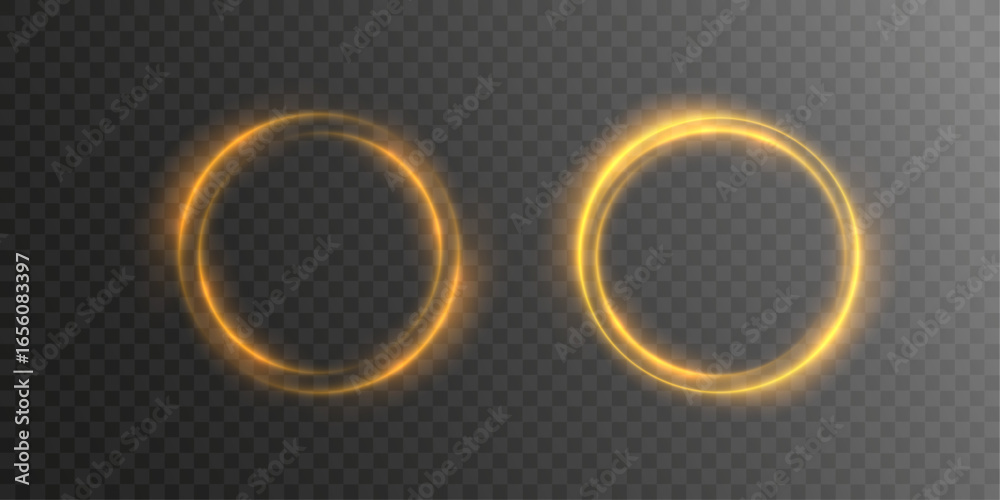 Wall mural glowing gold sparkles swirl over abstract circle frame bright vector design shining light glittering