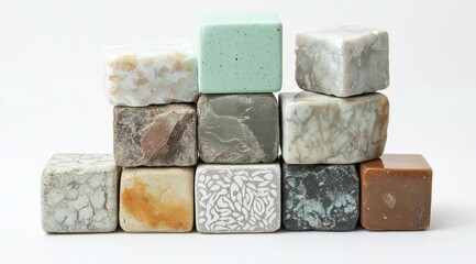 Stacked colorful stone cubes (1)