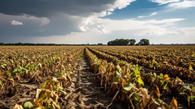 A withered field under a stormy sky