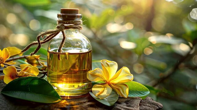 sacha inchi essential oil. Selective focus