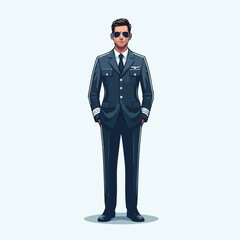  Vector image of a man airplane pilot