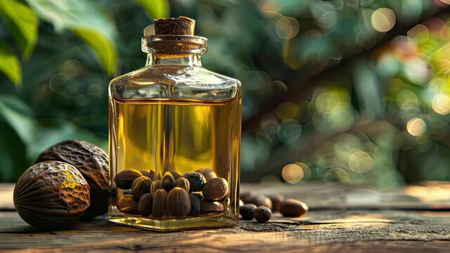 Shea essential oil. Selective focus