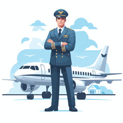  Vector image of a man airplane pilot