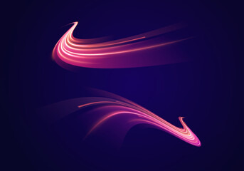 Speed drives blur of futuristic neon line motion trail abstract pattern electric energy network stream digital glow pink blue background design art © Little Monster 2070