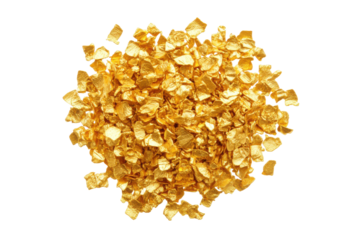 Pile of dried orange peel flakes isolated on transparent background.