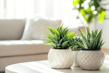 Obraz premium Potted plants on a coffee table (1)
