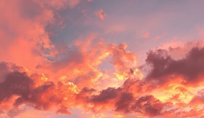 Fototapeta premium Sunset clouds in varying shades of peach, orange, and pink
