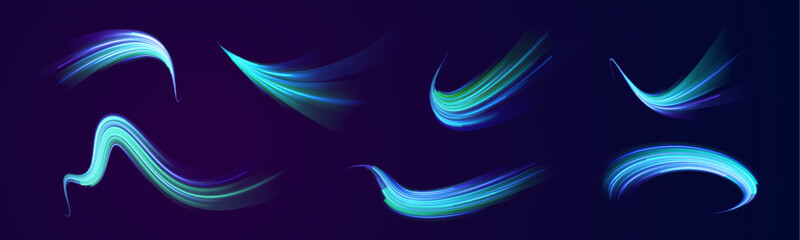 Electric energy flows through digital network motion streak blur abstract trail line pattern futuristic neon glow pink blue background design art