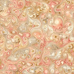 Abstract swirling pattern in peach, beige, and gold tones