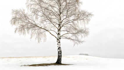 lonely tree in snow