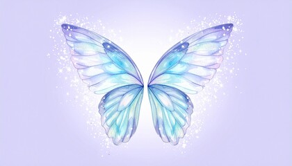 A watercolor drawing of blue butterfly background illustration composition frame colorful emotion expression figure movement scene creative style layers backgrounds motion cartoonish