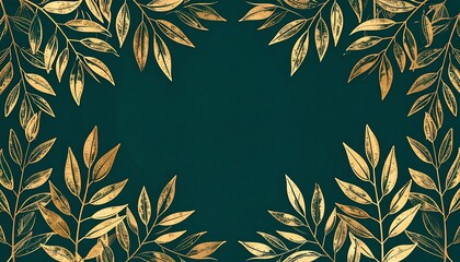 A green background with gold leaves cartoonish gesture backgrounds emotion depth scene illustration composition style layers design frame figure creative expression movement elements