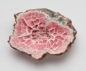 Pink mineral specimen, cross-section