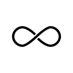 Infinity loop flat glyph style symbol icon on white background, isolated vector illustration