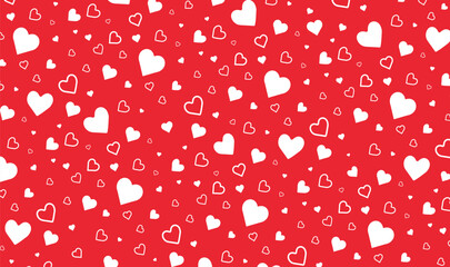 Red and white heart pattern decorative background. Vector illustration