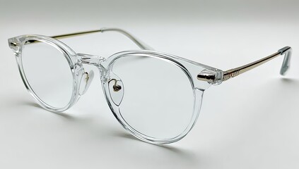 Clear eyeglasses with gold-toned frames