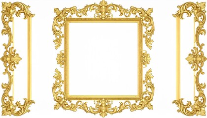 A gold frame with white background creative design elements composition depth style cartoonish movement scene expression emotion colorful layers motion backgrounds gesture figure illustration
