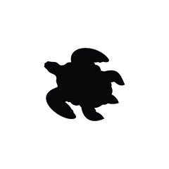 Sea turtle vector icon. Black silhouette of a sea turtle isolated on a white background.