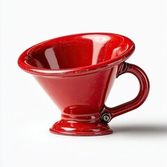 Red conical cup with handle