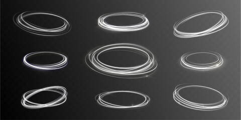 Neon trail magic light abstract swirl lines speed rotation shimmer purple glistering shiny flash glow energy vector © Little Monster 2070