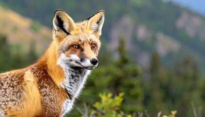 Fox on mountain peak