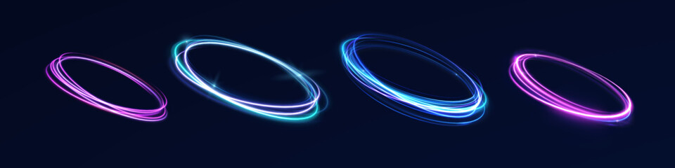 Light abstract swirl lines speed rotation shimmer purple glistering shiny flash neon trail glow magic energy vector
