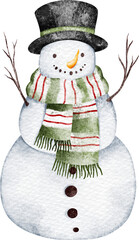 Watercolor Illustration Snowman