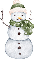 Watercolor Illustration Snowman