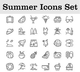 Fototapeta premium Summer icons set. vector. editable