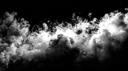 Abstract grayscale smoky clouds against black
