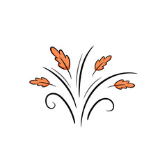 Fototapeta premium Autumn leaf wind doodle line sketch illustration. Hand drawn doodle design element.