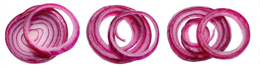Thinly sliced red onions, arranged in spiral rings