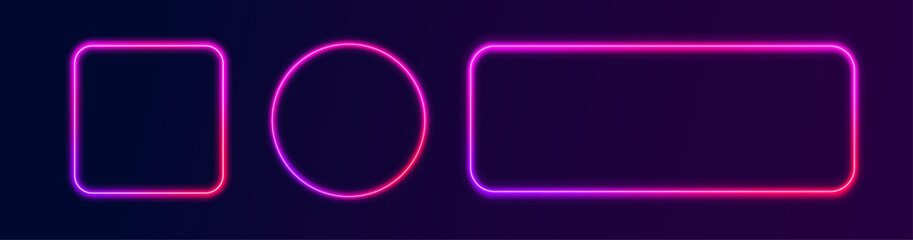 Social media template gradient neon frame rectangle smoke haze mist glow futuristic border pink blue red orange purple design element transparent light vector banner led