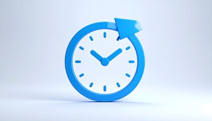 Blue Clock with Time Cycle, and 3D Render.