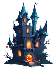 Fototapeta premium Halloween Castle Transparent Background PNG