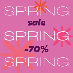 Spring sale concept minimalistic banner template for creative design, advertising, media content, cover, poster, wallpaper