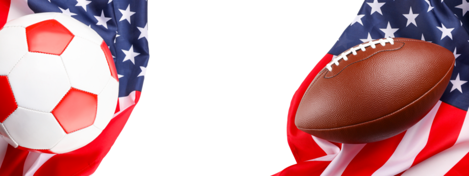 Labor Day weekend: soccer and flag football, isolated, PNG