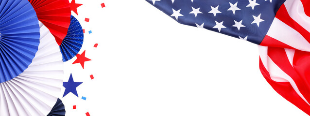 Red, white, and blue Labor Day decor, isolated, PNG